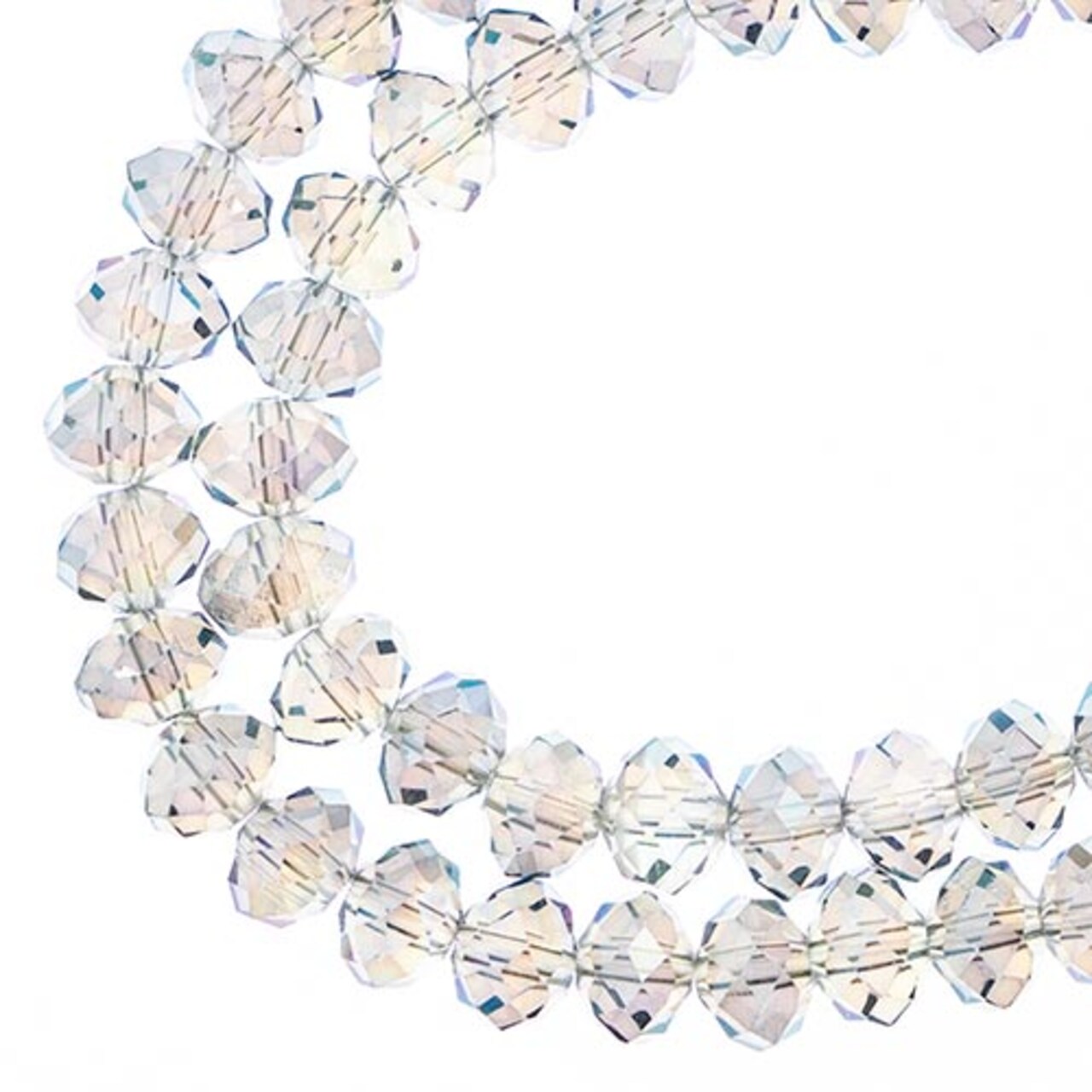 Crystal Lane DIY 2-Strand 7in Transparent Luster Finish Glass Rondelle Donut Bead Strands